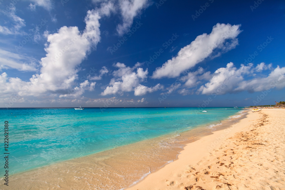 Beach at Caribbean sea in Playa del Carmen, Mexico Beach at Caribbean sea in Playa del Carmen, Mexico