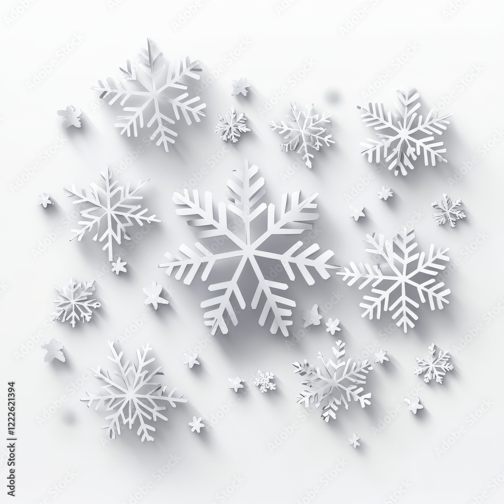 White background with paper snowflakes.The illustration contains transparency and effects. EPS10 White background with paper snowflakes.The illustration contains transparency and effects. EPS10