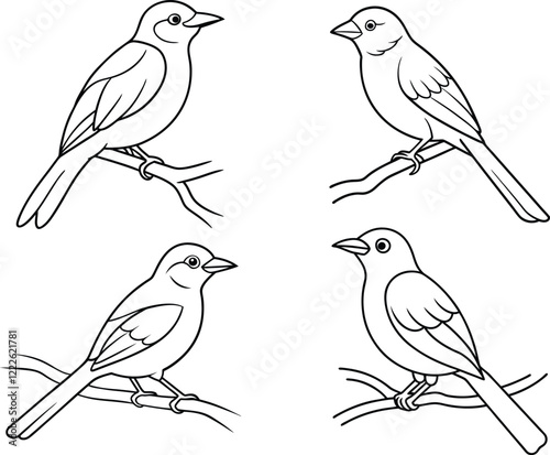 Wallpaper Mural Cute Cartoon Bird Collection with Various Species in Nature Setting Torontodigital.ca