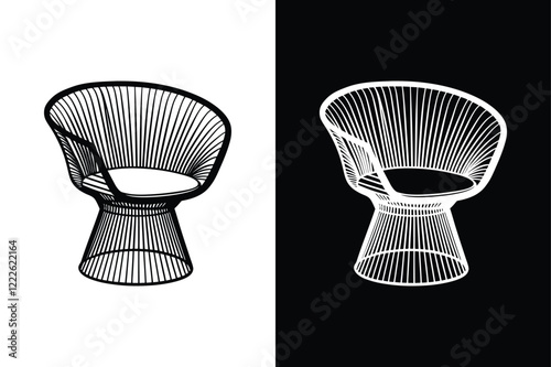  Platner chair icon vector on White Background ,Vector Art Illustration on white background.