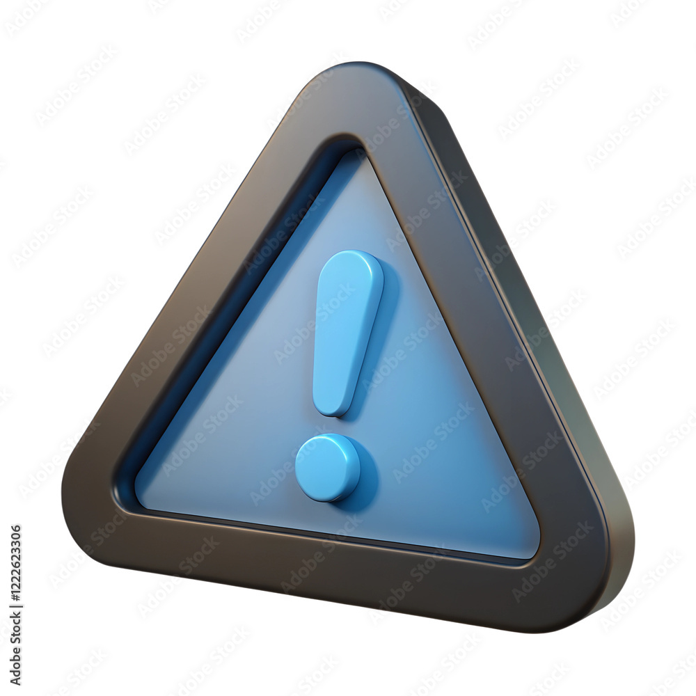 3d black and blue alert sign, warning icon, attention mark, caution icon. Isolated triangle with exclamation mark. 3d black and blue alert sign, warning icon, attention mark, caution icon. Isolated triangle with exclamation mark.
