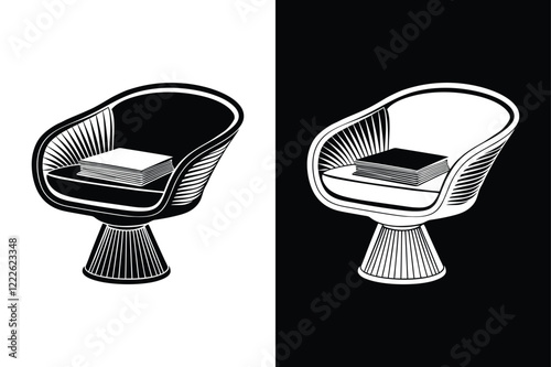  Platner chair icon vector on White Background ,Vector Art Illustration on white background.