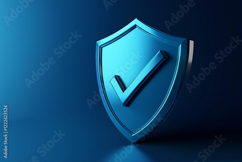 3D shield protection wtih check mark icon. Security  and protection Concept. Generative Ai.