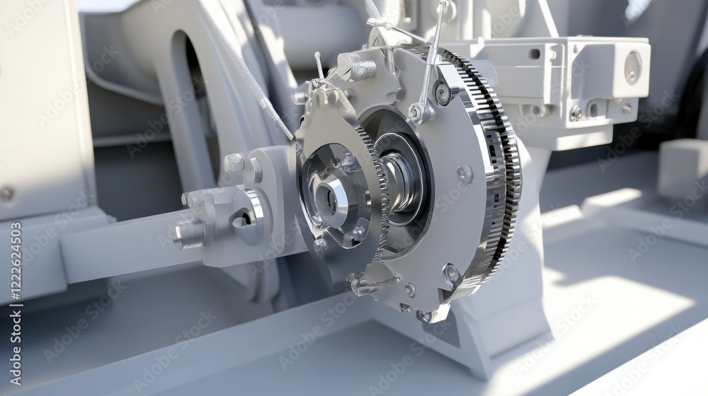 Close-up view of a mechanical engine component showcasing intricate details and design Close-up view of a mechanical engine component showcasing intricate details and design