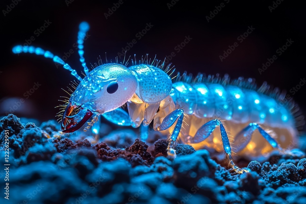 Glowing Termite Queen Illuminating Underground Colony with Bioluminescent Light Glowing Termite Queen Illuminating Underground Colony with Bioluminescent Light