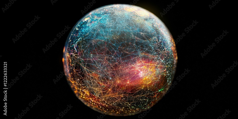 Naklejka premium Futuristic globe ai and global connections in the digital realm