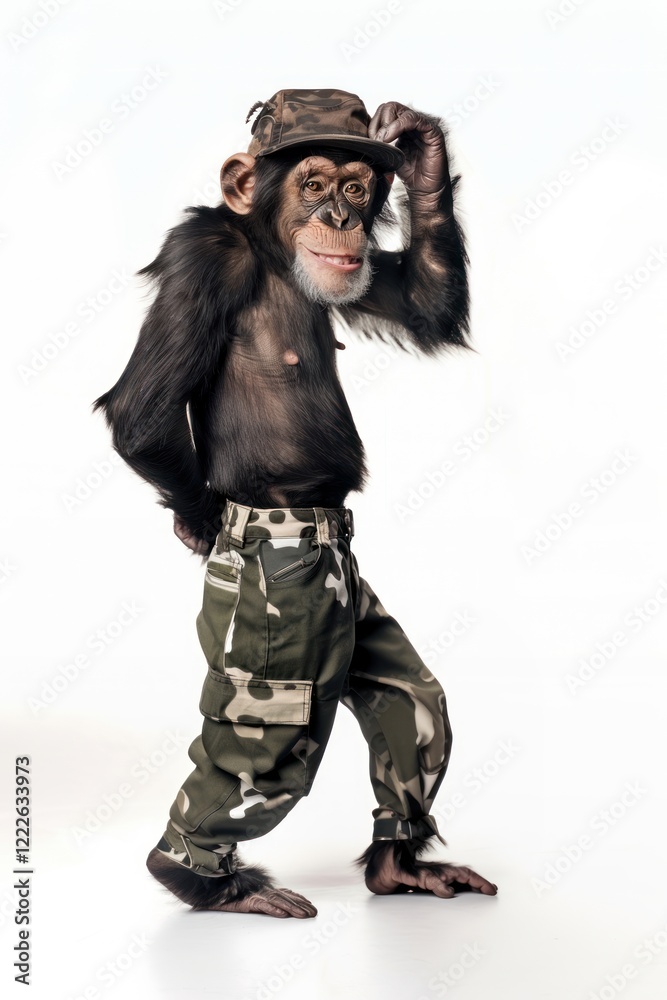 Monkey holding cap animal wildlife mammal.