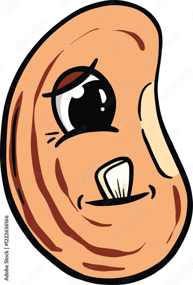 Cartoon Dried Bean Character Kidney Mung or Pinto Pulse Vegan Vector Mascot Cartoon Dried Bean Character Kidney Mung or Pinto Pulse Vegan Vector Mascot