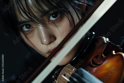 Wallpaper Mural Cinematic portrait of a passionate musician performing on a violin, dramatic lighting emphasizing emotion and artistry in a vibrant setting. Torontodigital.ca