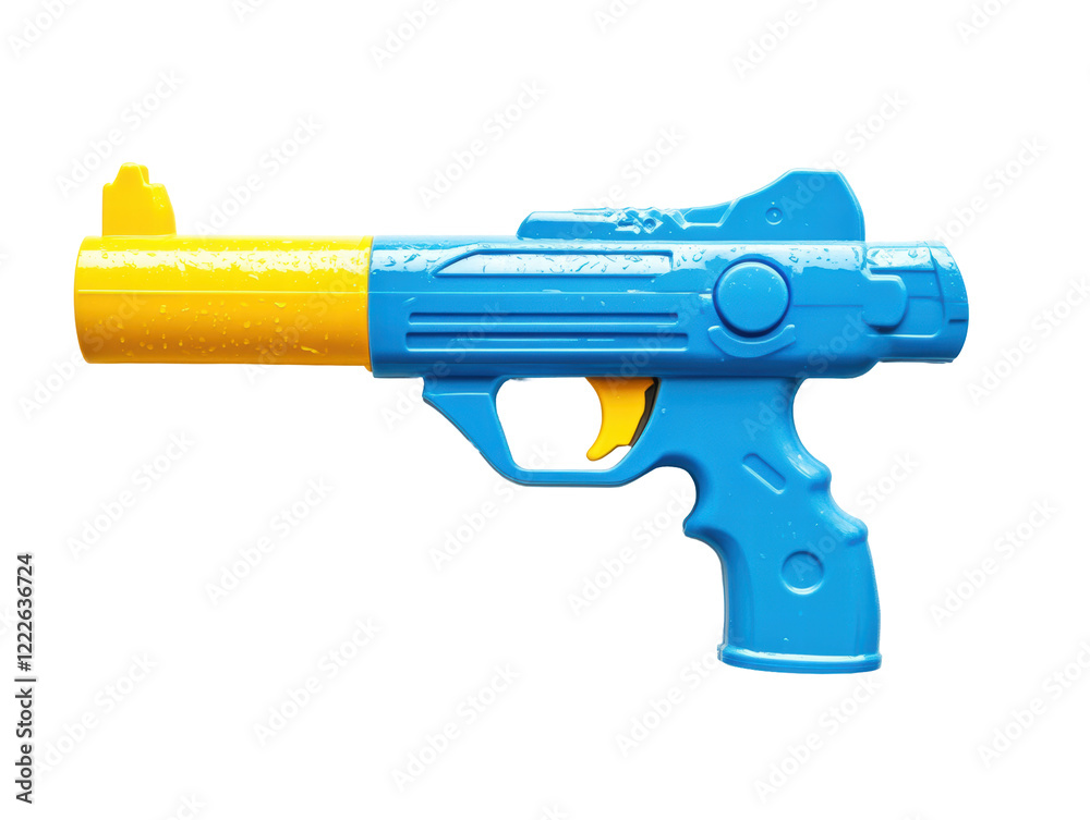 Isolated Blue and Yellow Toy Water Gun Isolated Blue and Yellow Toy Water Gun
