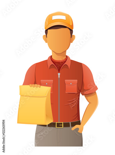 delivery young man courier service vector illustration isolated on white background