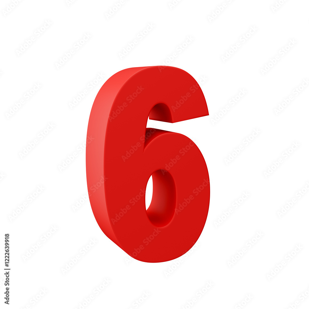 Number 6 of red color 3d sign percent discount on isolated background.red and White on a Transparent Background Number 6 of red color 3d sign percent discount on isolated background.red and White on a Transparent Background