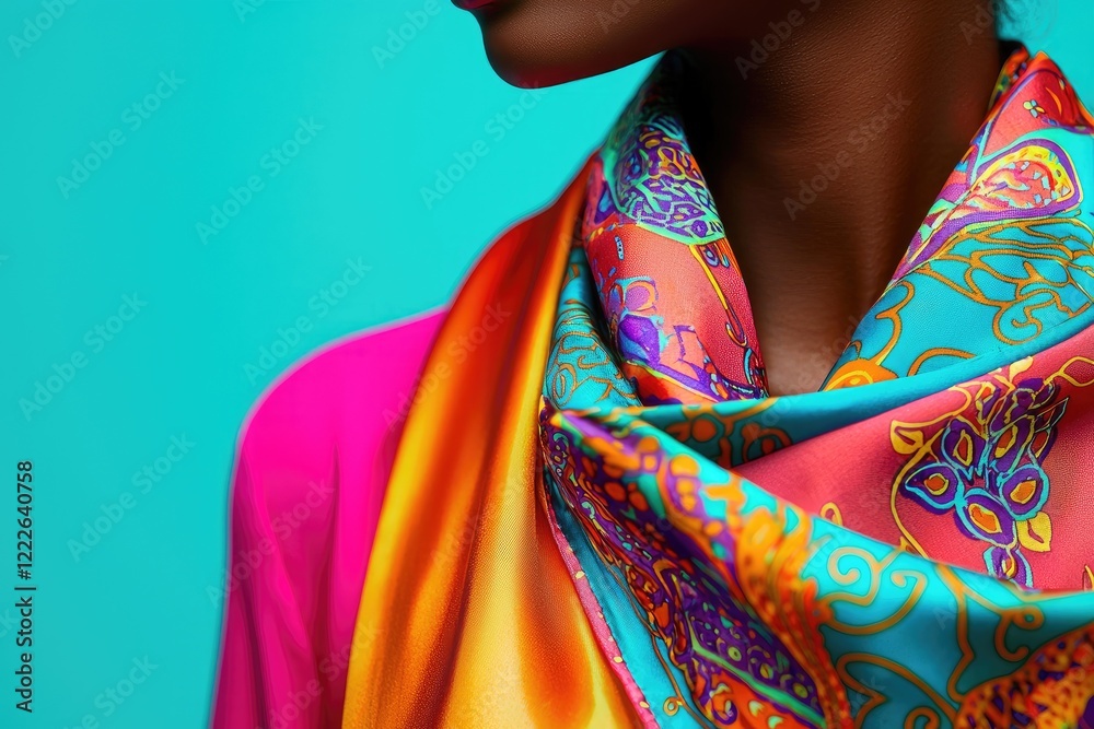 Obraz premium Woman in Vibrant Silk Scarf