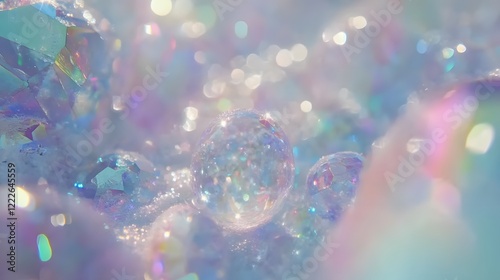 Enchanted iridescent bubbles pastel dreamy background