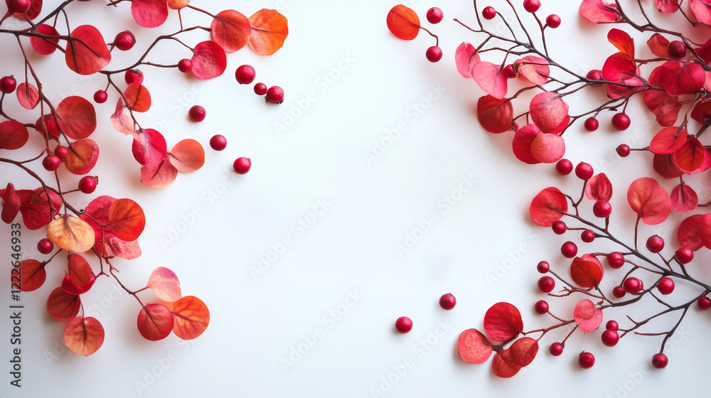 Vibrant Tree Flowers Blooming on White Background Vibrant Tree Flowers Blooming on White Background