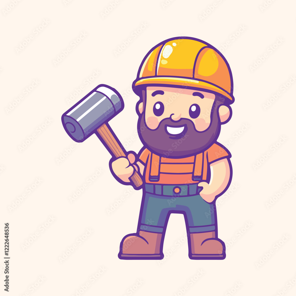 Sweet Construction Delight Cute Little Worker Vector Illustration Sweet Construction Delight Cute Little Worker Vector Illustration