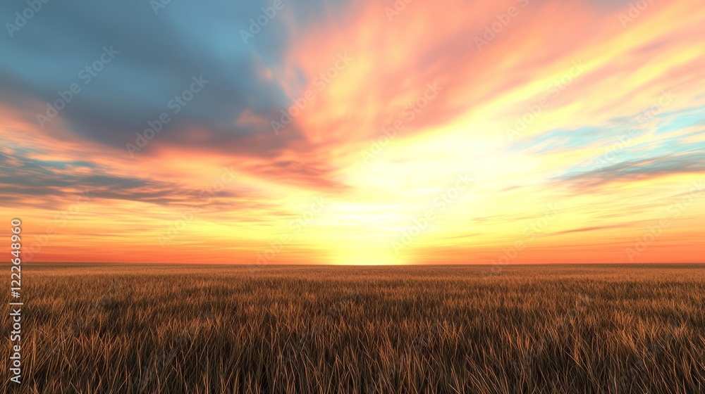 Fototapeta premium Sunset over a golden field