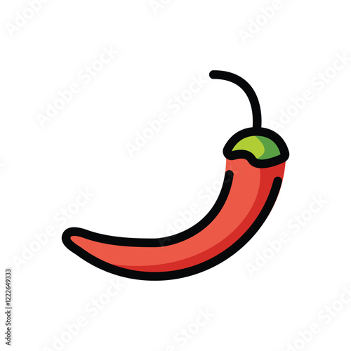 Red Hot Natural Chili Icon: Vector Illustration Template for Spicy Food