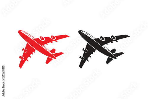 Airplane art silhouettes with white background and color version vector illustration 