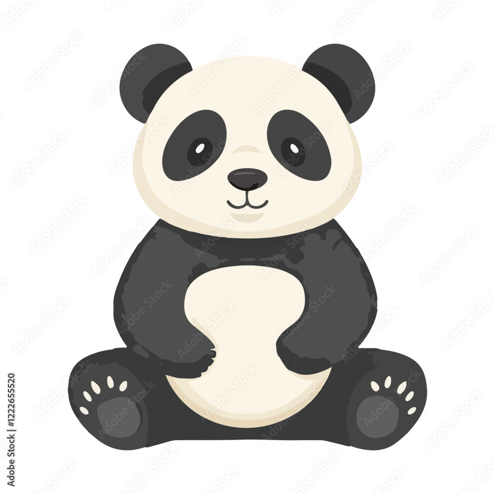 Fototapeta premium Cartoon panda sitting vector illustration 