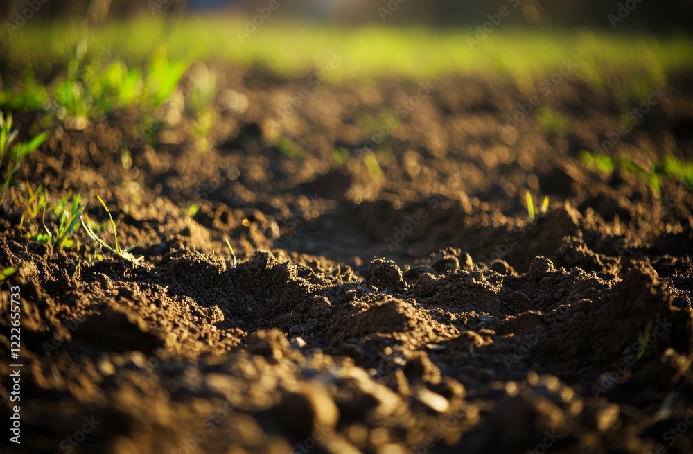 soil for planting with a green blur and a sunlight background soil for planting with a green blur and a sunlight background