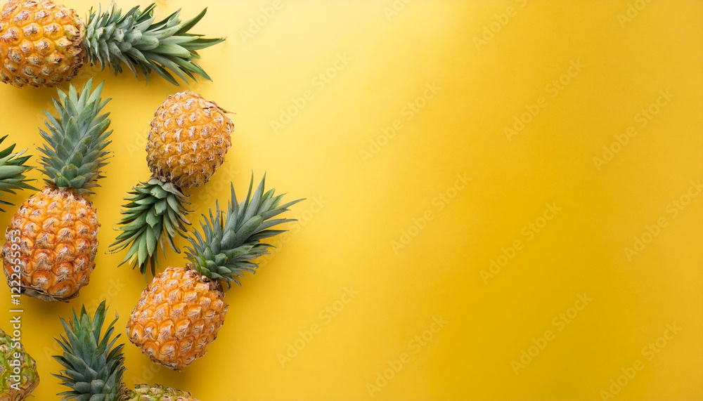 Fototapeta premium pineapple, bright color background, Generated image
