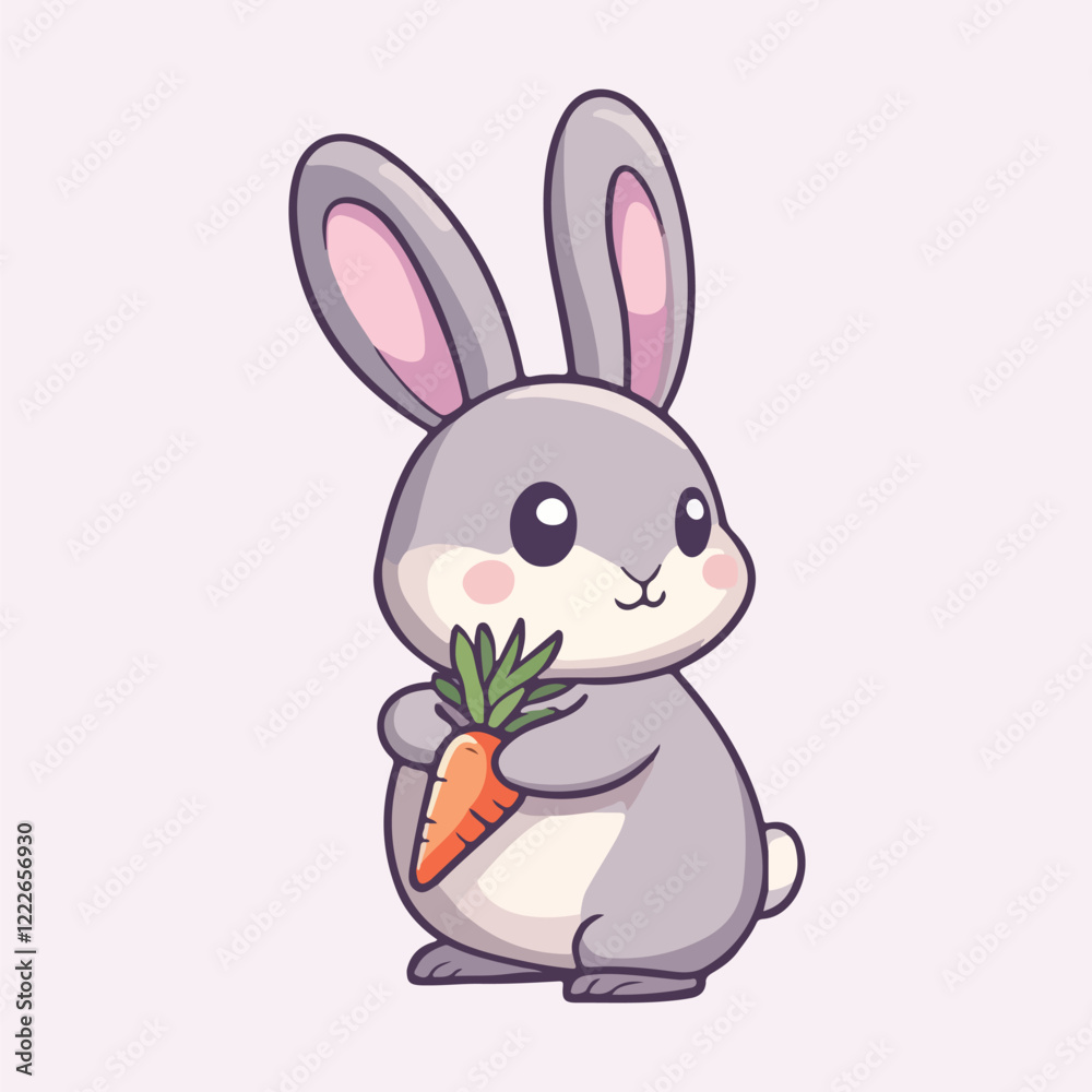 Cute Rabbit Biting Carrot Cartoon Vector illustration Cute Rabbit Biting Carrot Cartoon Vector illustration
