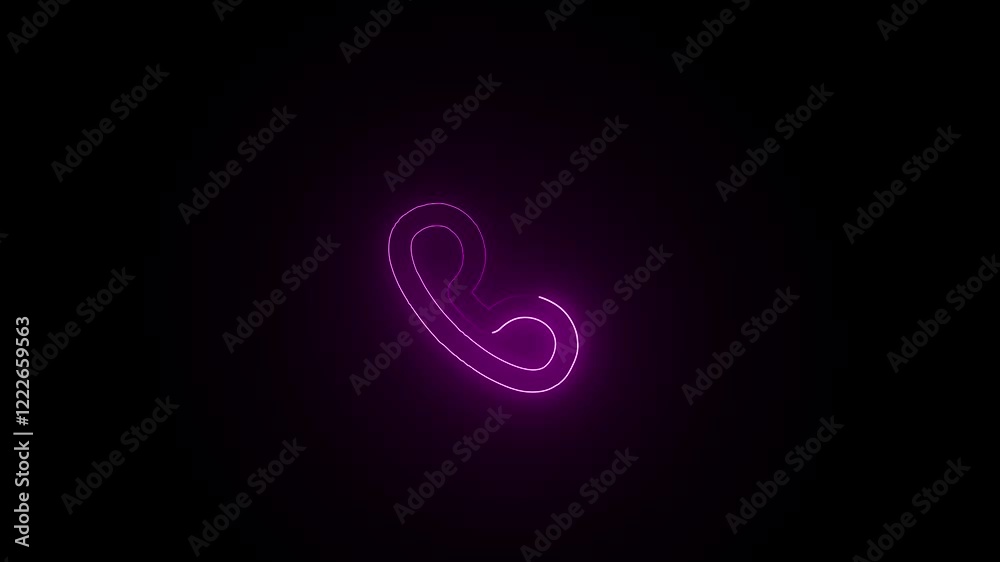 Glowing neon Call icon isolated on black background. HD Video motion graphic animation