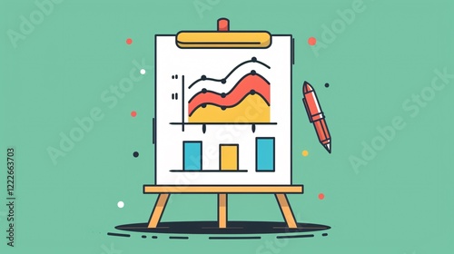 Professional Business Report Infographic Symbol on Flip Chart Icon Usage
