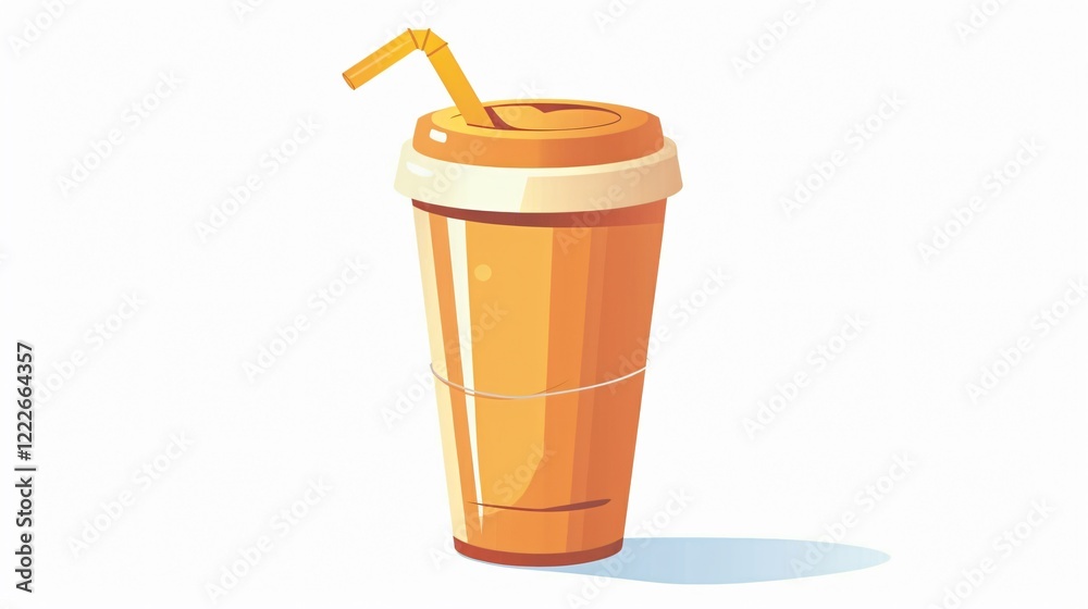 Hiking Cup with Straw Thermo Container Cartoon Icon