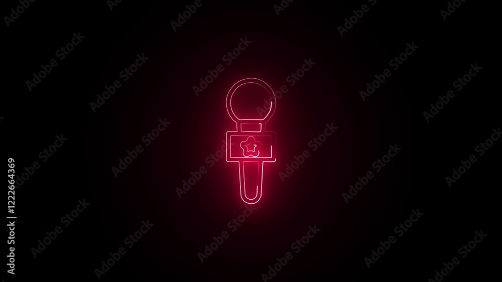 Glowing neon Microphone icon isolated on black background. HD Video motion graphic animation Glowing neon Microphone icon isolated on black background. HD Video motion graphic animation