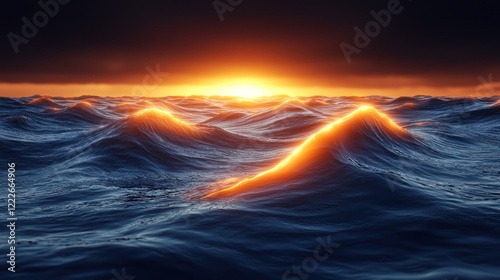 Ocean Sunset: Waves Glowing at Golden Hour