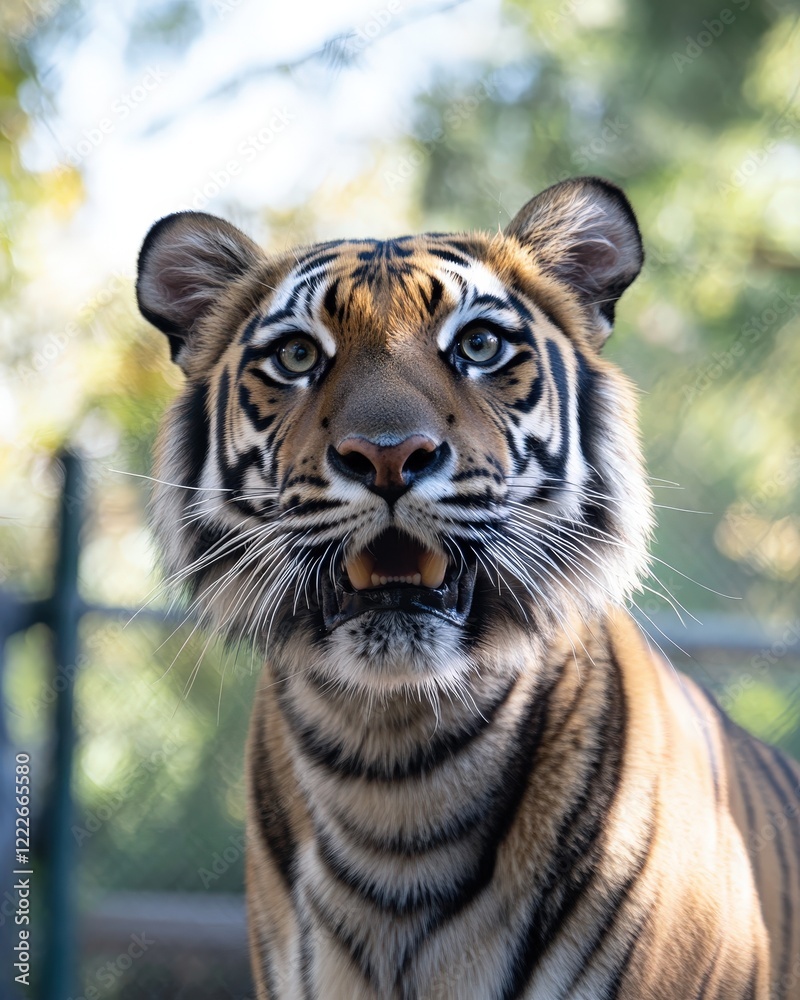 Fototapeta premium A close-up of a Bengal tiger staring into the camera