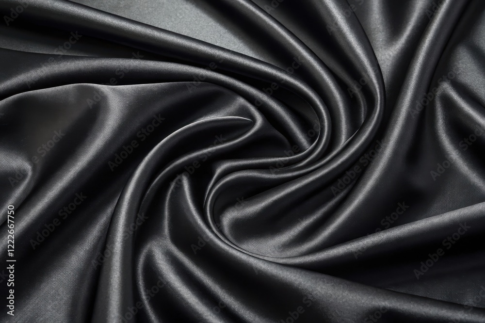 Obraz premium Dark Charcoal Draped Satin Fabric Texture Showing Elegant Swirls and Soft Sheen