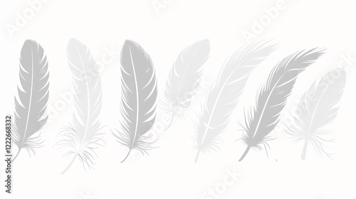 Elegant White Bird Feather Silhouettes Collection for Design Projects