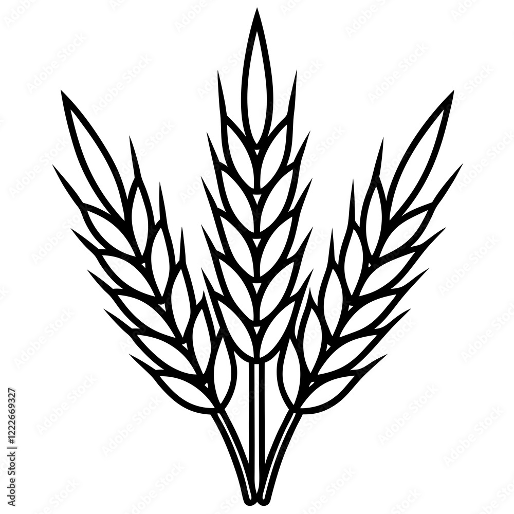 Fototapeta premium Barley Outline Vector Illustration