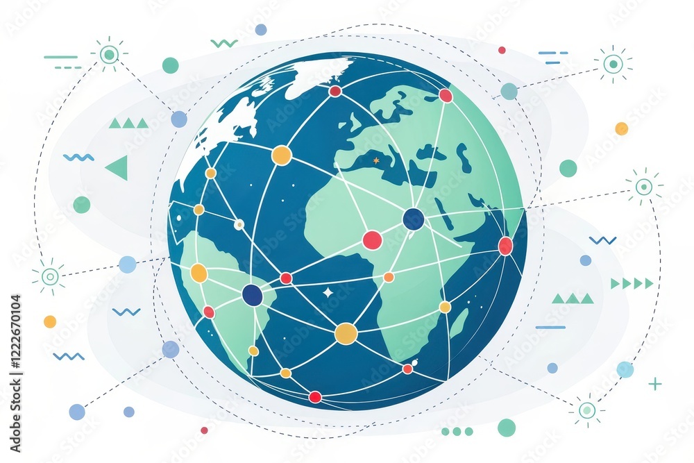 Obraz premium Global Network Connections A Visual Representation of Worldwide Interconnectivity