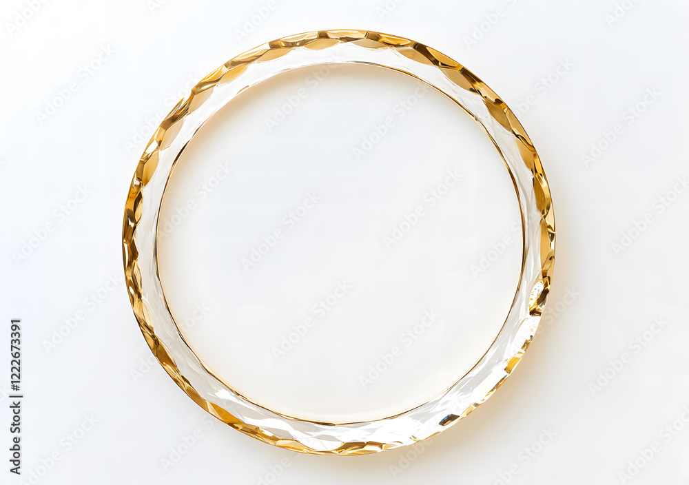 Elegant Gold-Trimmed Round Plate on White Background Elegant Gold-Trimmed Round Plate on White Background