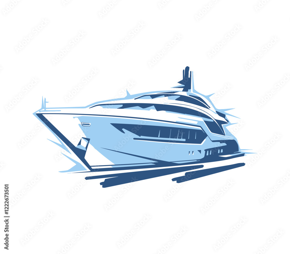 Vector Illustration of a yacht with lines drawing for logo,icon, black and white Vector Illustration of a yacht with lines drawing for logo,icon, black and white