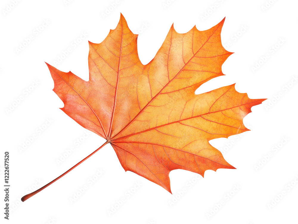 Isolated Orange and Red Maple Leaf Isolated Orange and Red Maple Leaf