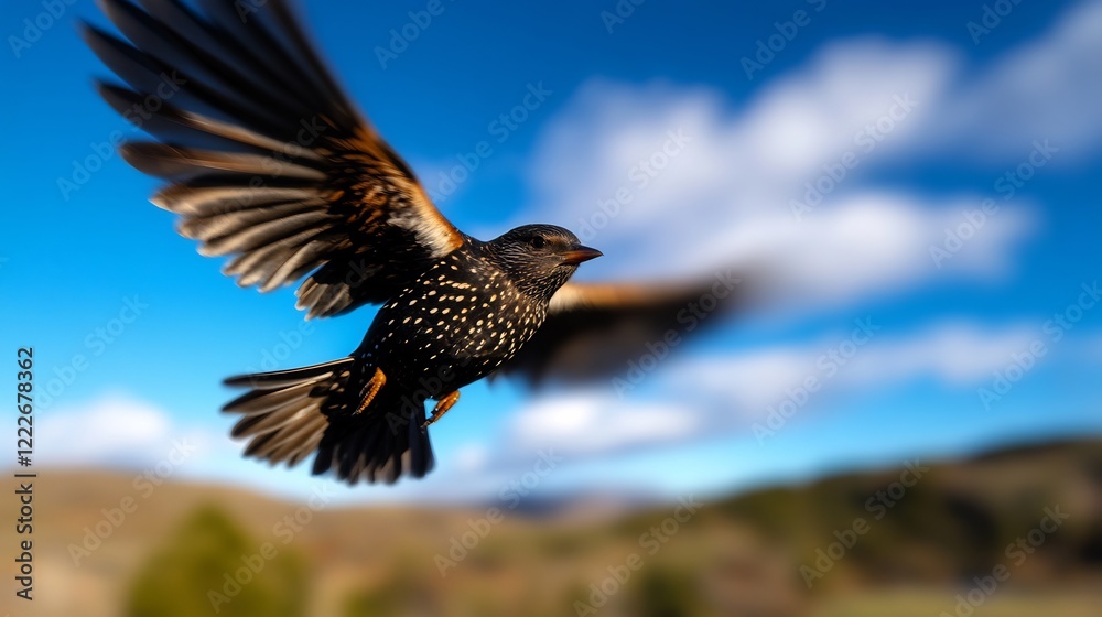 Obraz premium Spectacular Flight of a European Starling