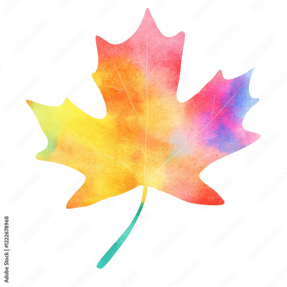 Obraz premium Vibrant Watercolor Maple Leaf Autumn Fall Season Design Element ,isolate transparent background