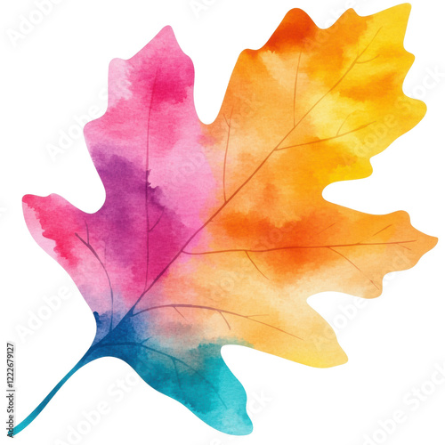 Vibrant Watercolor Autumn Leaf Design Element Perfect for Fall Season Designs and Projects ,isolate transparent  background