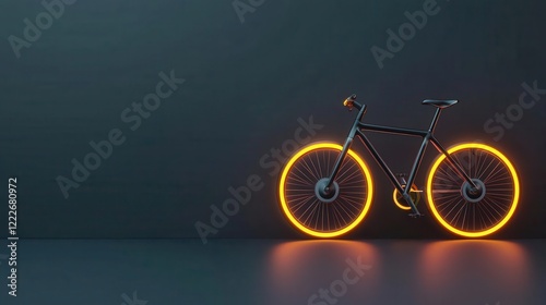 Futuristic glowing bike with modular components, mobility design exploration, 3D illustration