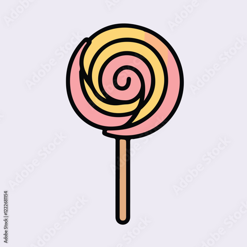 A colorful lollipop on a stick in a cartoon style vector illustration 