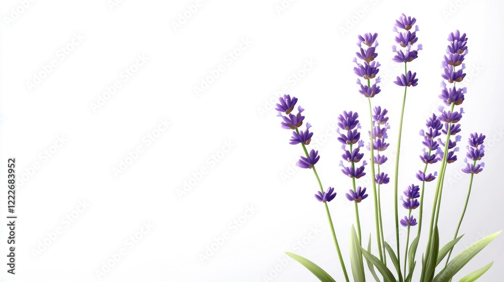 Naklejka premium Lavender Flowers on White Background