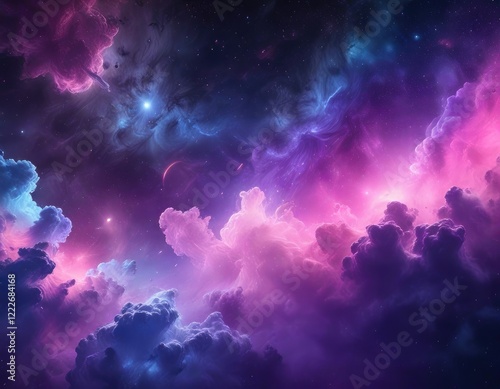 Gradient nebula background with purple, blue and pink hues, gradient, swirly