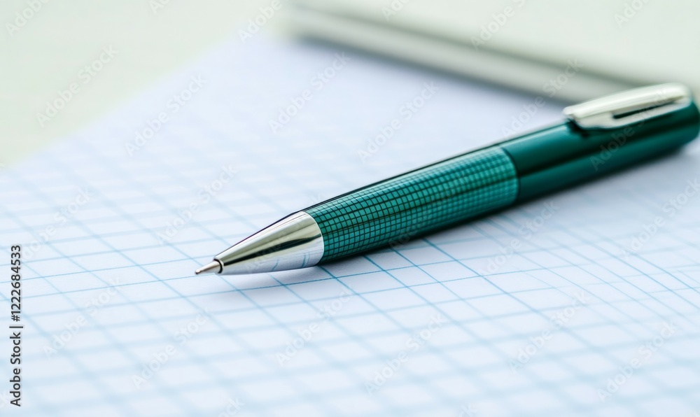 green pen rests on blank budgeting table with lines for notes green pen rests on blank budgeting table with lines for notes