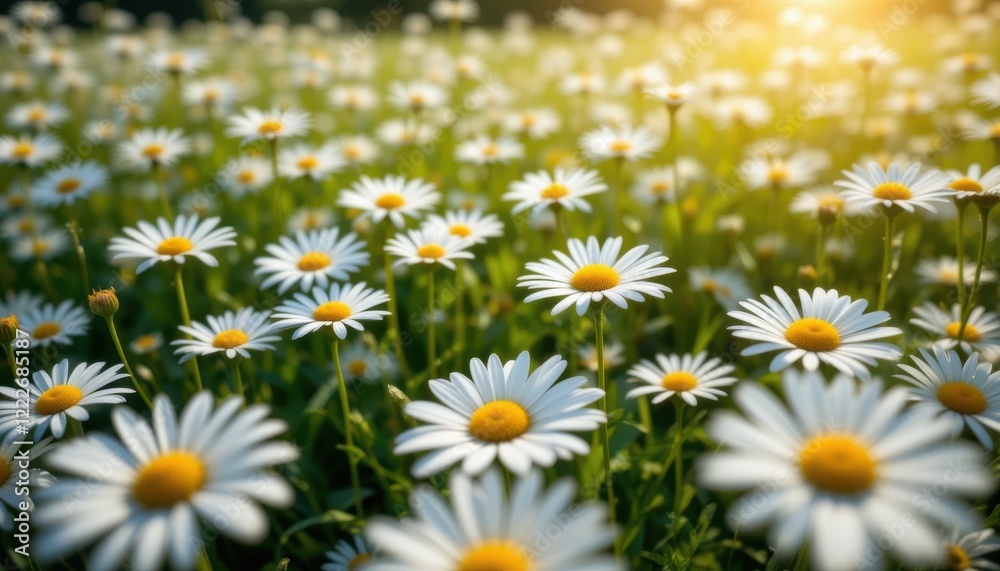 Beautiful daisy field bathed in sunlight. Beautiful daisy field bathed in sunlight.