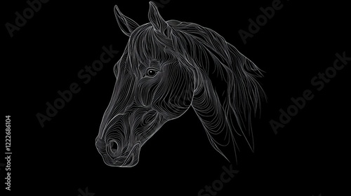 A sophisticated depiction of a horse's profile with a dark background, serving as an equestrian design feature photo